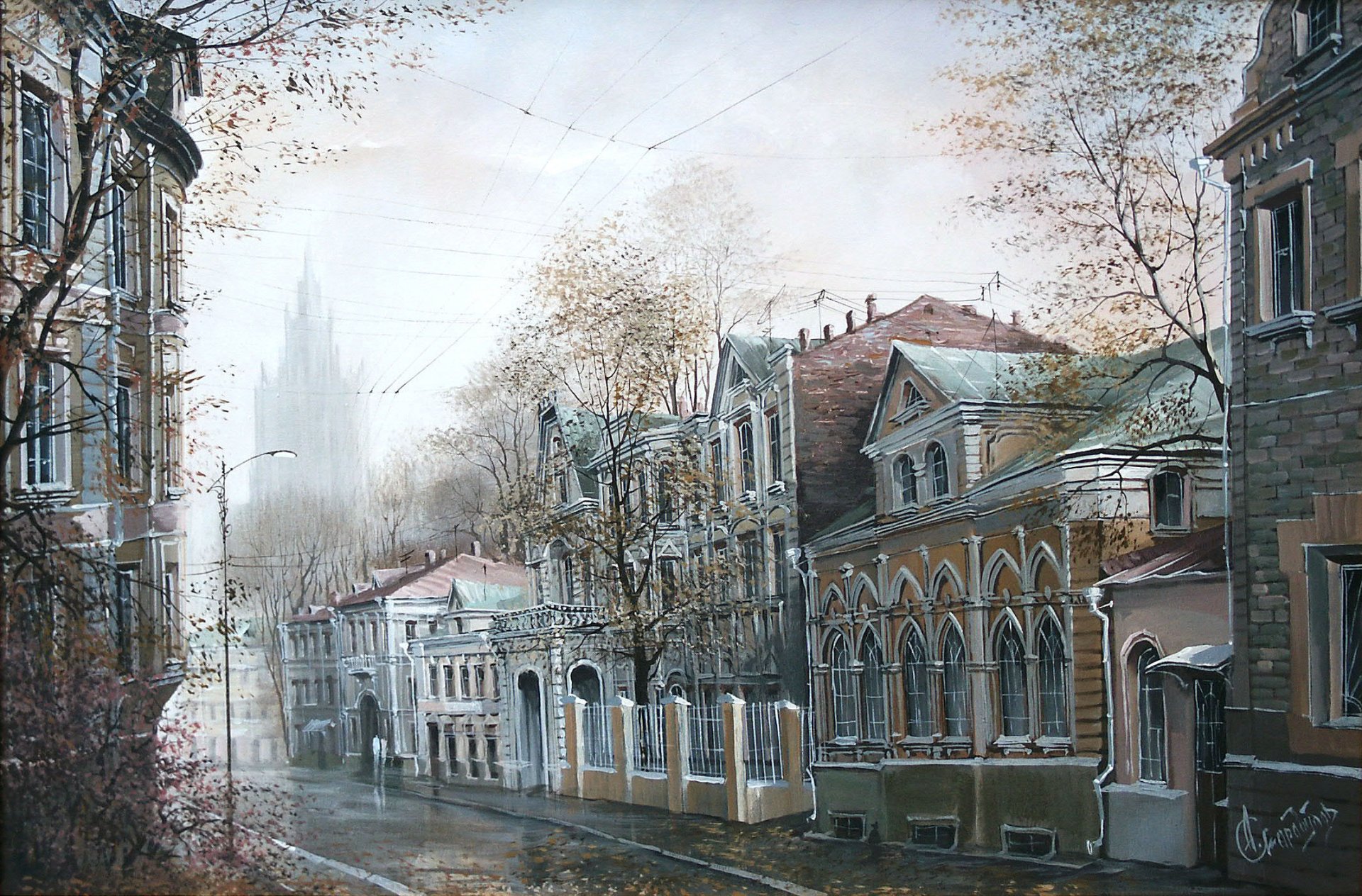 alexander starodubov povarskaya en octobre rue moscou automne bâtiments