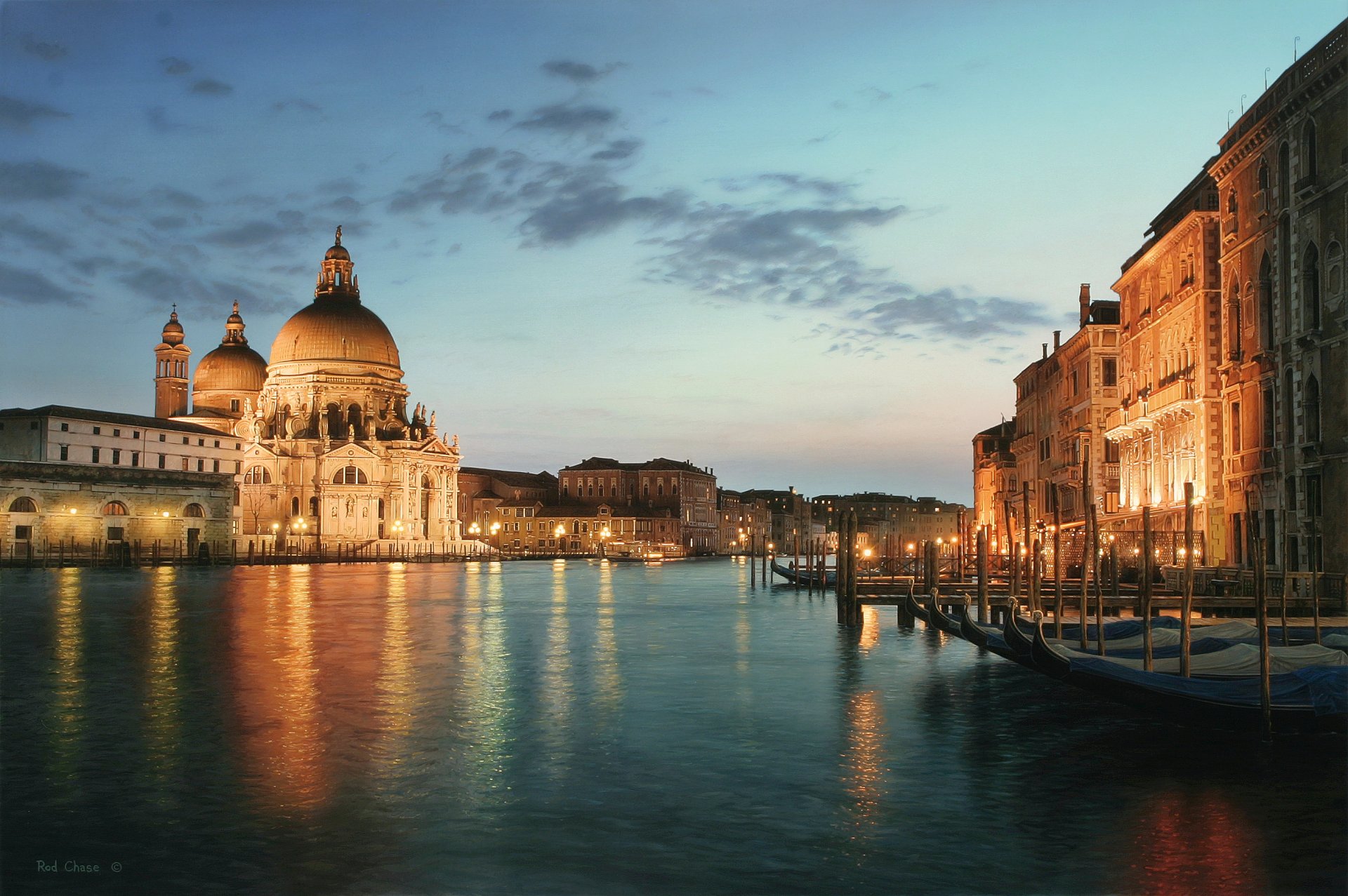 rod chase gloria di maria la salute arte venecia por la noche venecia italia gran canal catedral de santa maria della salute basílica arquitectura pintura