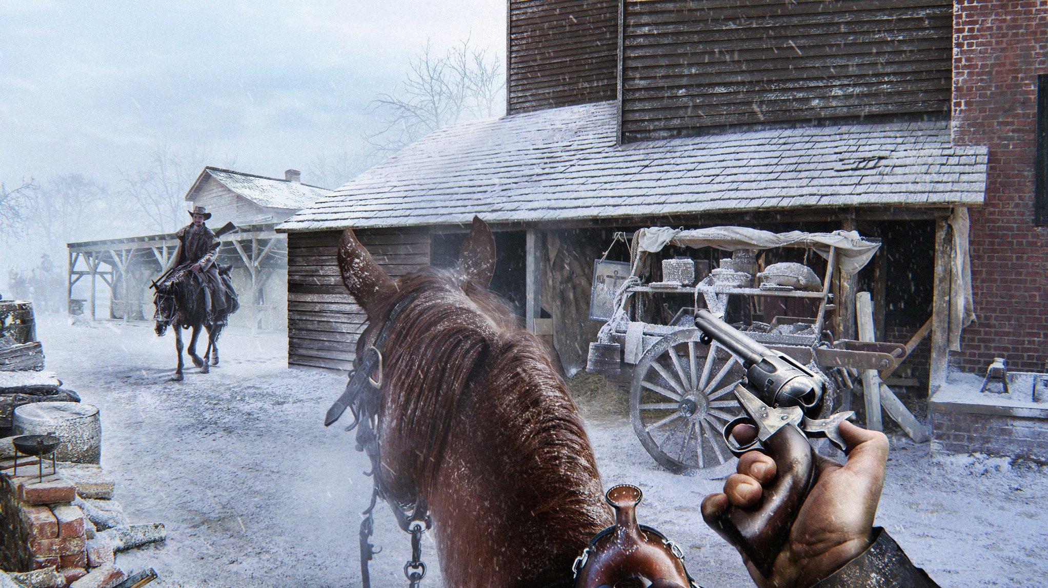 encuentro caballo invierno ciudad revólver