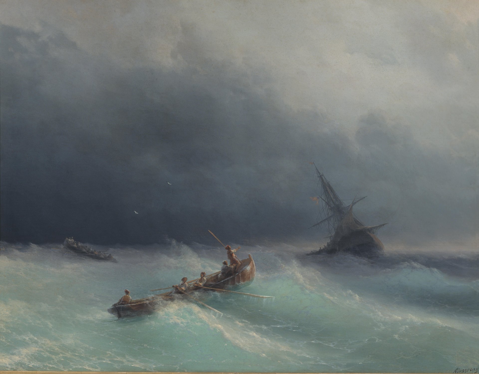 pittura aivazovsky tempesta pittura mare