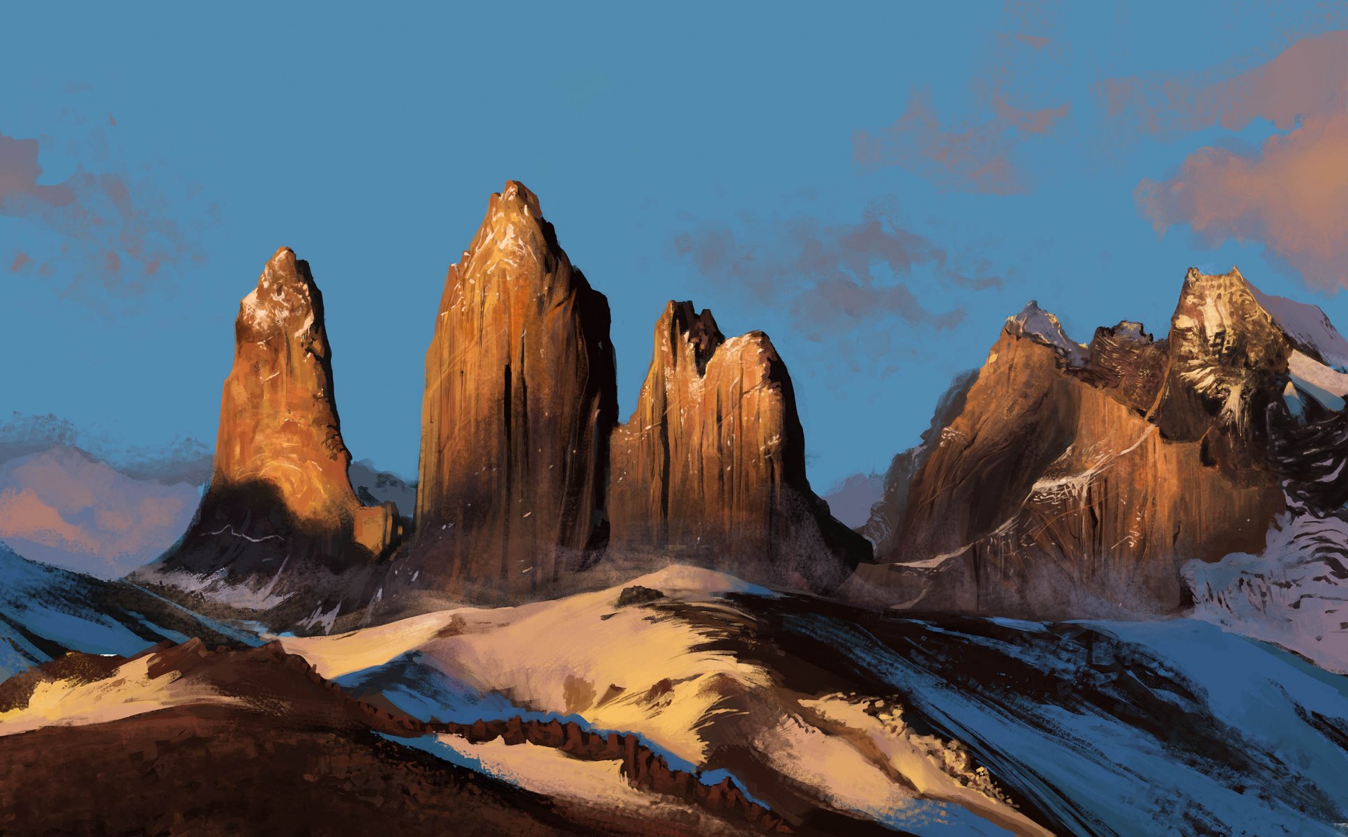 arte mohammad javadi paesaggio natura rocce montagne neve