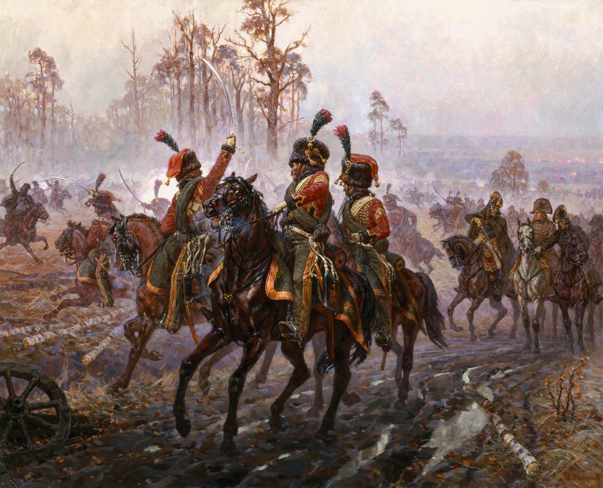 alexander averyanov pattern under gorodnov . 1325 october 1812 . world war ii canvas oil