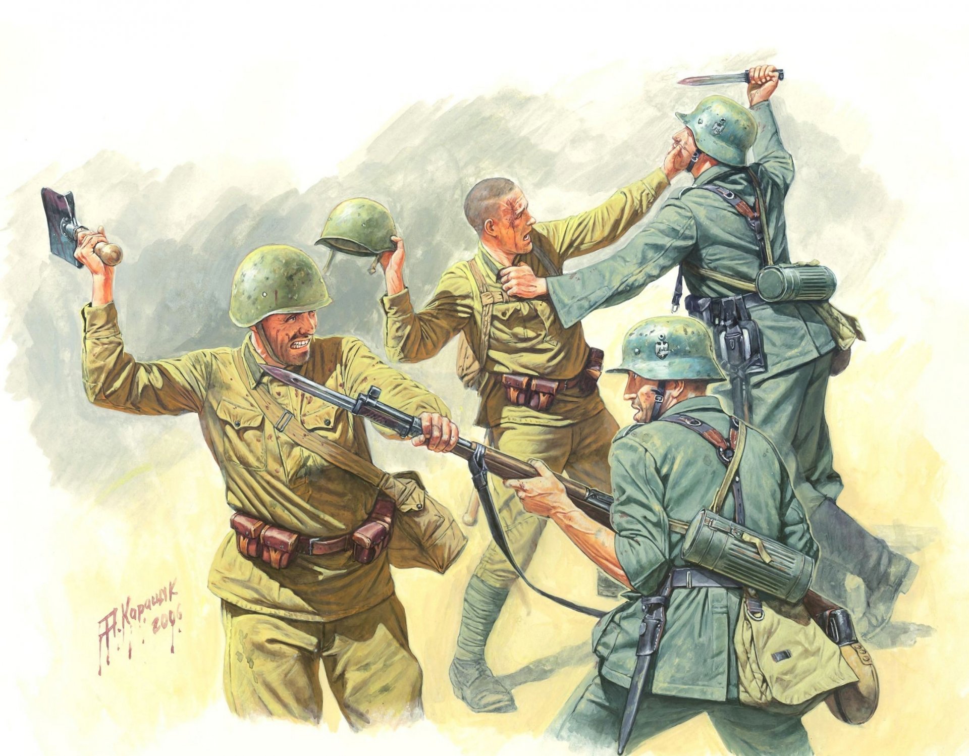 arte vittoria grande guerra patriottica combattimento corpo a corpo sovietico tedesco fanteria disegno andreikarashchuk