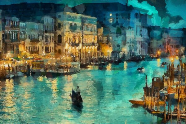 Venecia en las luces de la noche