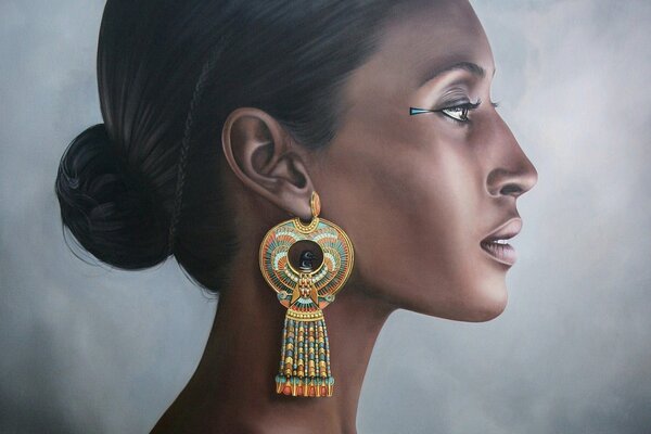 Portrait of an Egyptian woman with earrings