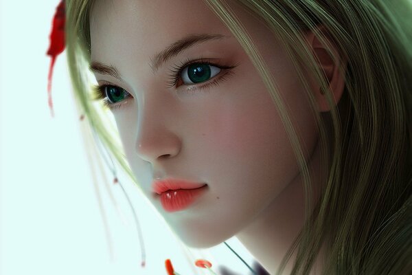 Faccia di gioco 3d ragazza close-up