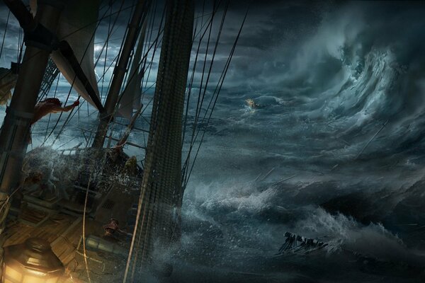 Max Qin. Storm at sea and shipwreck