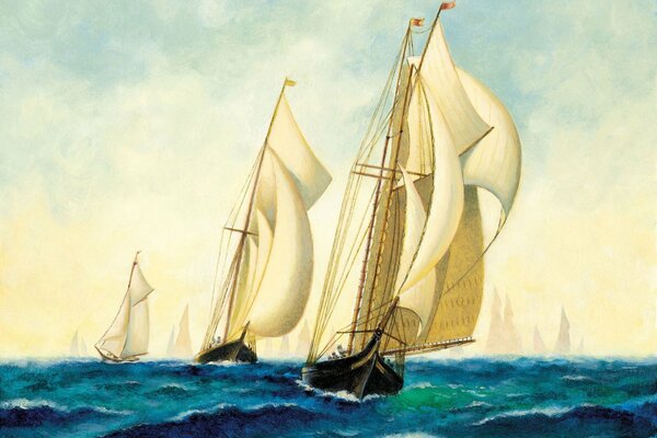 Painting ships with sails