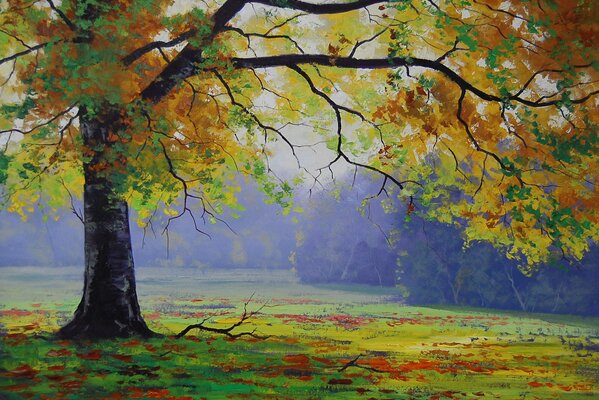 Automne arbre jeu de peinture