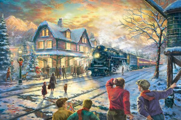 Obraz pociąg w mieście Bożego Narodzenia