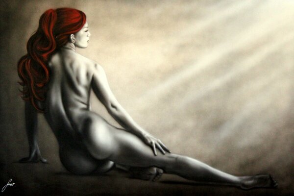 Nude girl with red hair