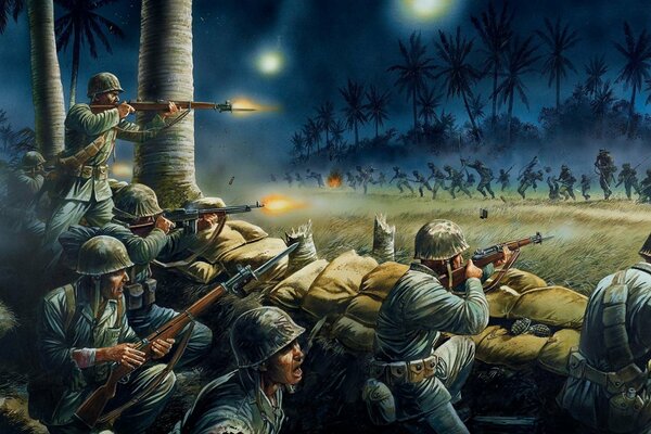 Рисунок американских солдат во Вьетнаме