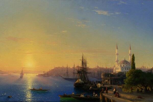 Tableau aivazov vue de Constantinople et du Bosphore