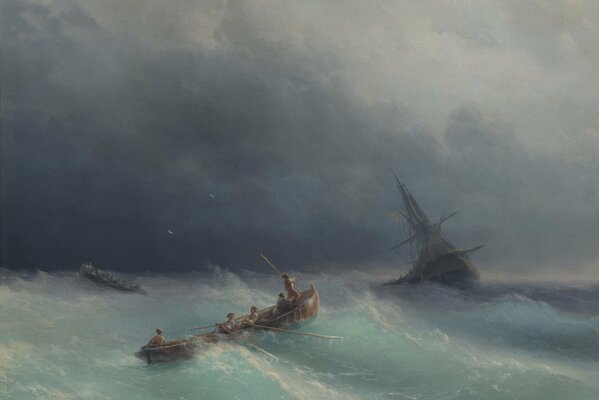 Aivazovsky s painting Storm at Sea 