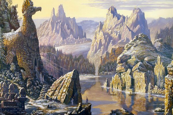Изображение священного озера сиверских гор, озера, пещерного храма
