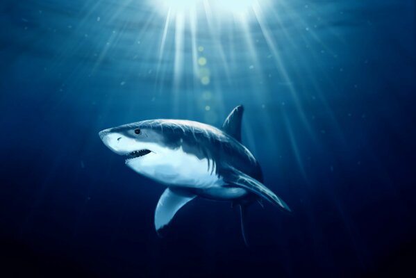 Tiburones arte profundo bajo el agua