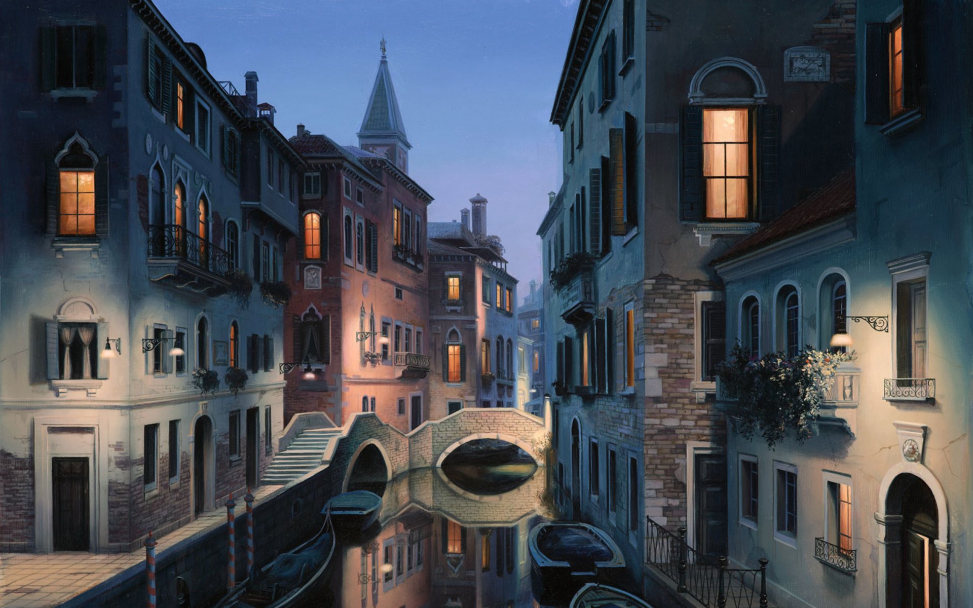 sogni notturni eugene lushpin pittura venezia italia eugene lushpin lushpin città canale gondola