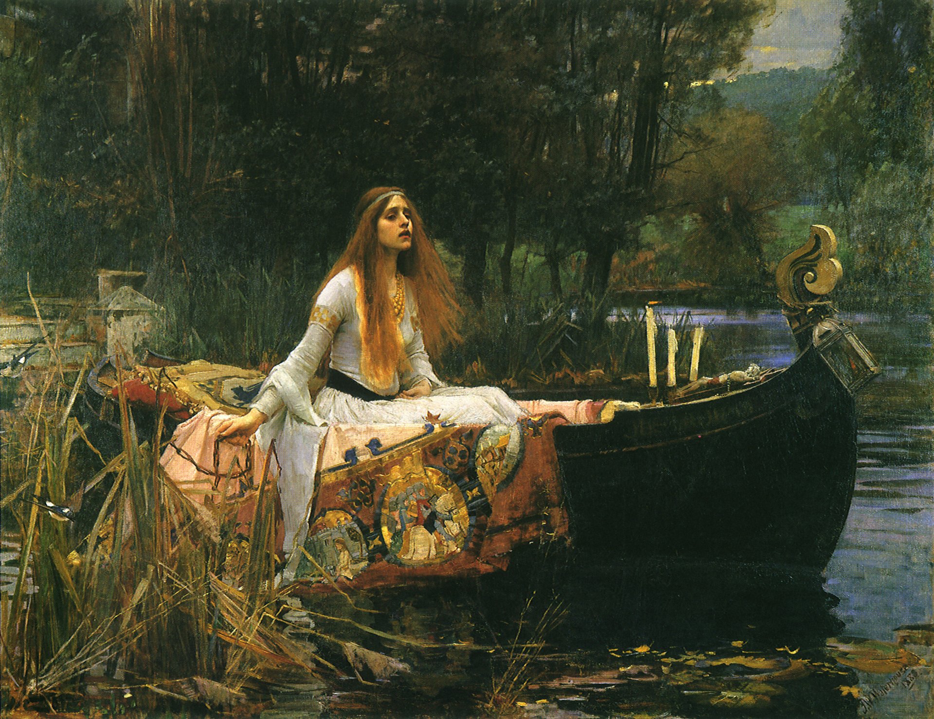 john william waterhouse 1888 lady shalott pani z shalott prerafaelista obraz