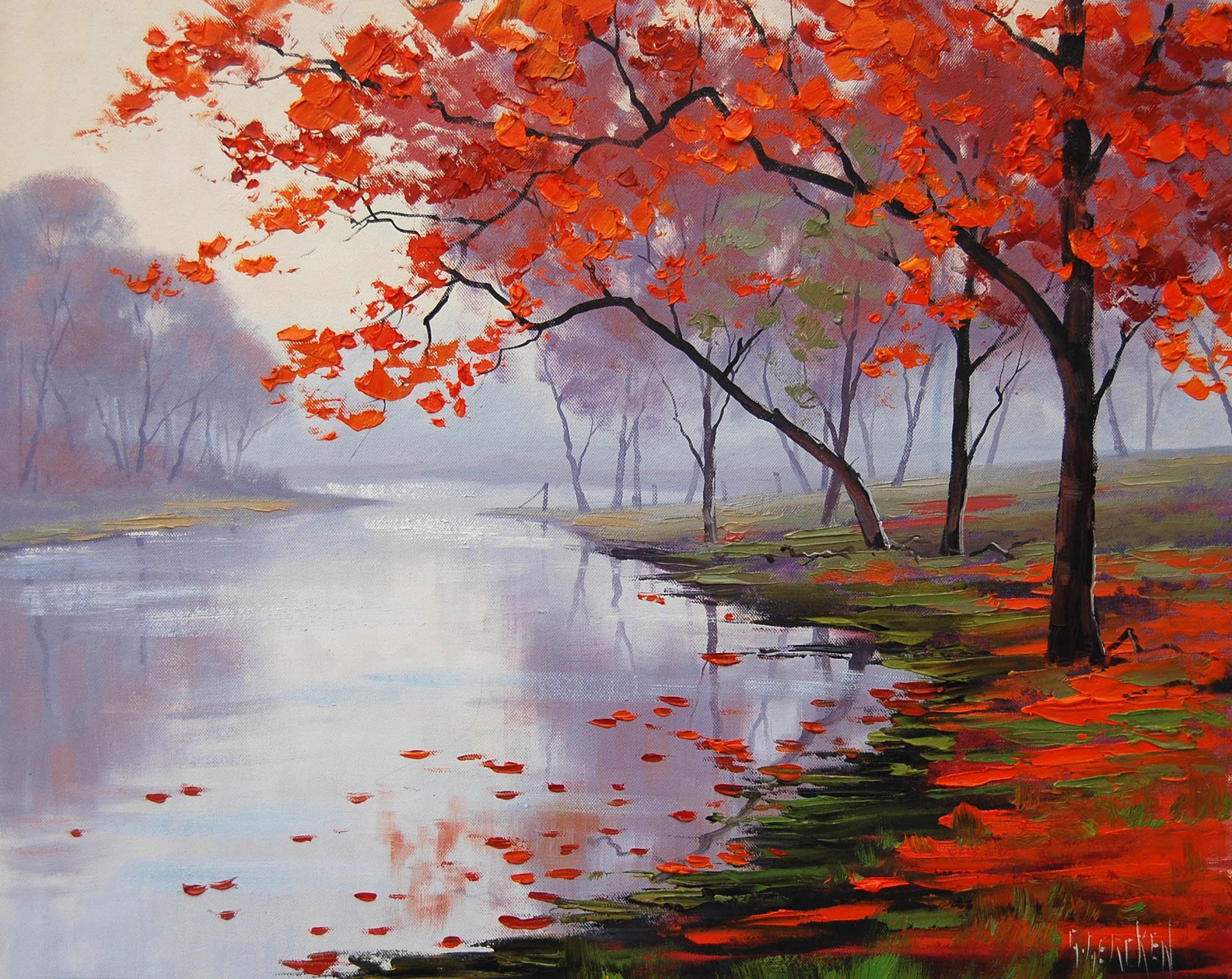 art picture artsaus lake side color