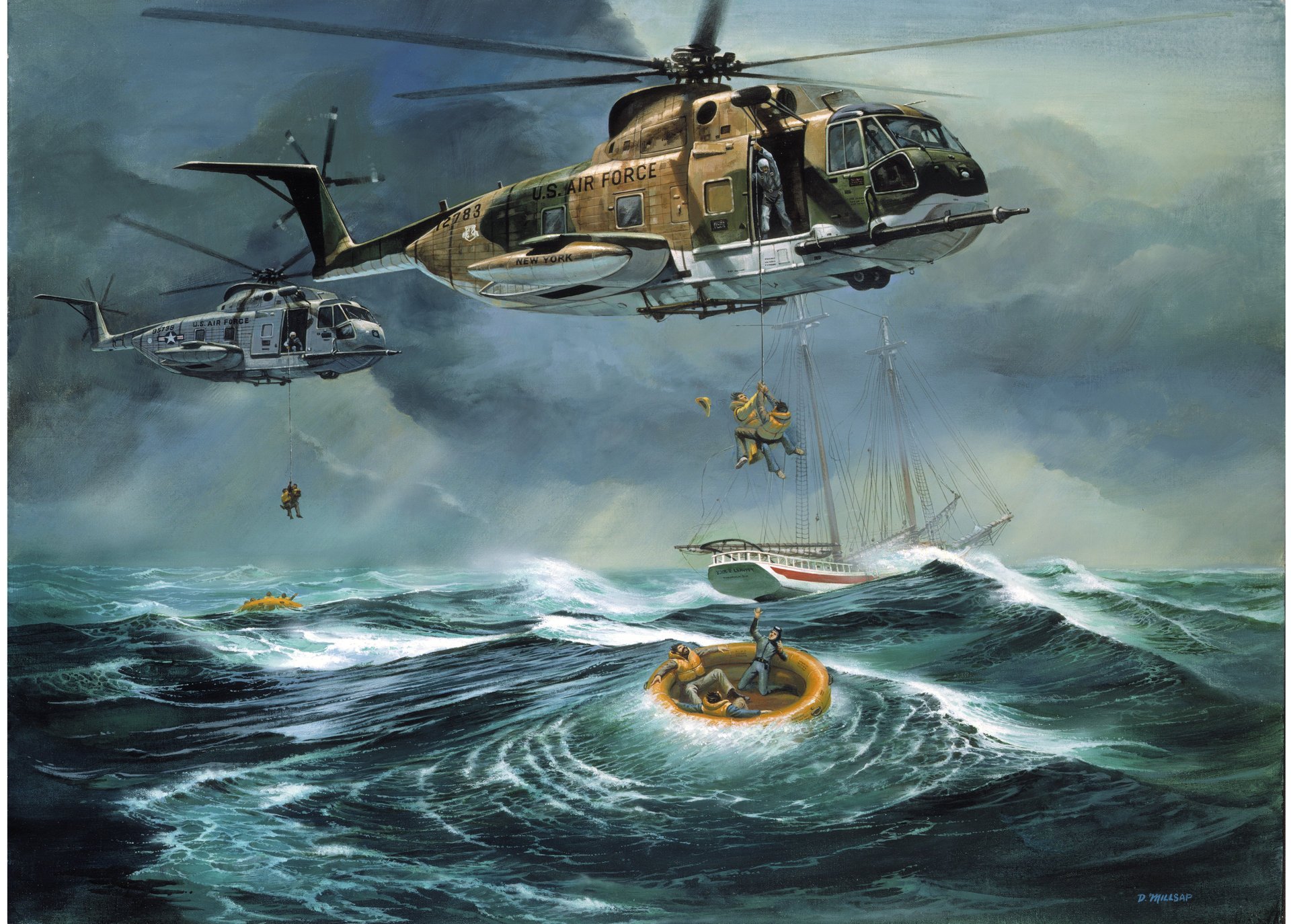 atlantic ocean rescue by don millsap salvation helicopters people ocean boat ship