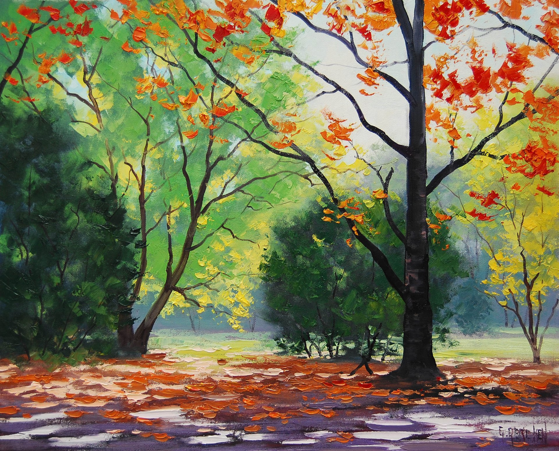 art artsaus peinture dessin automne arbres