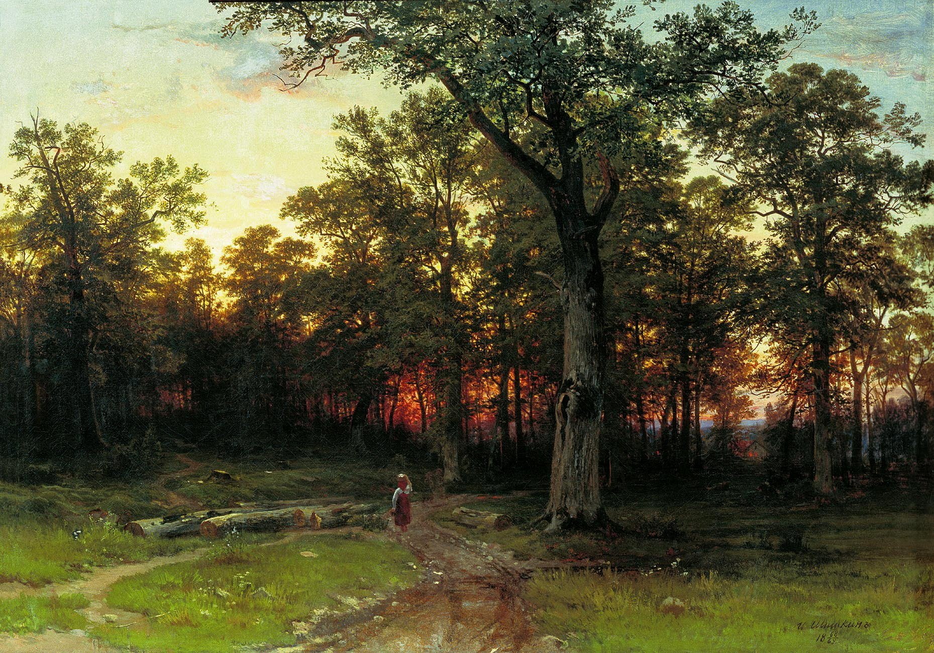 shishkin bosque por la noche pintura