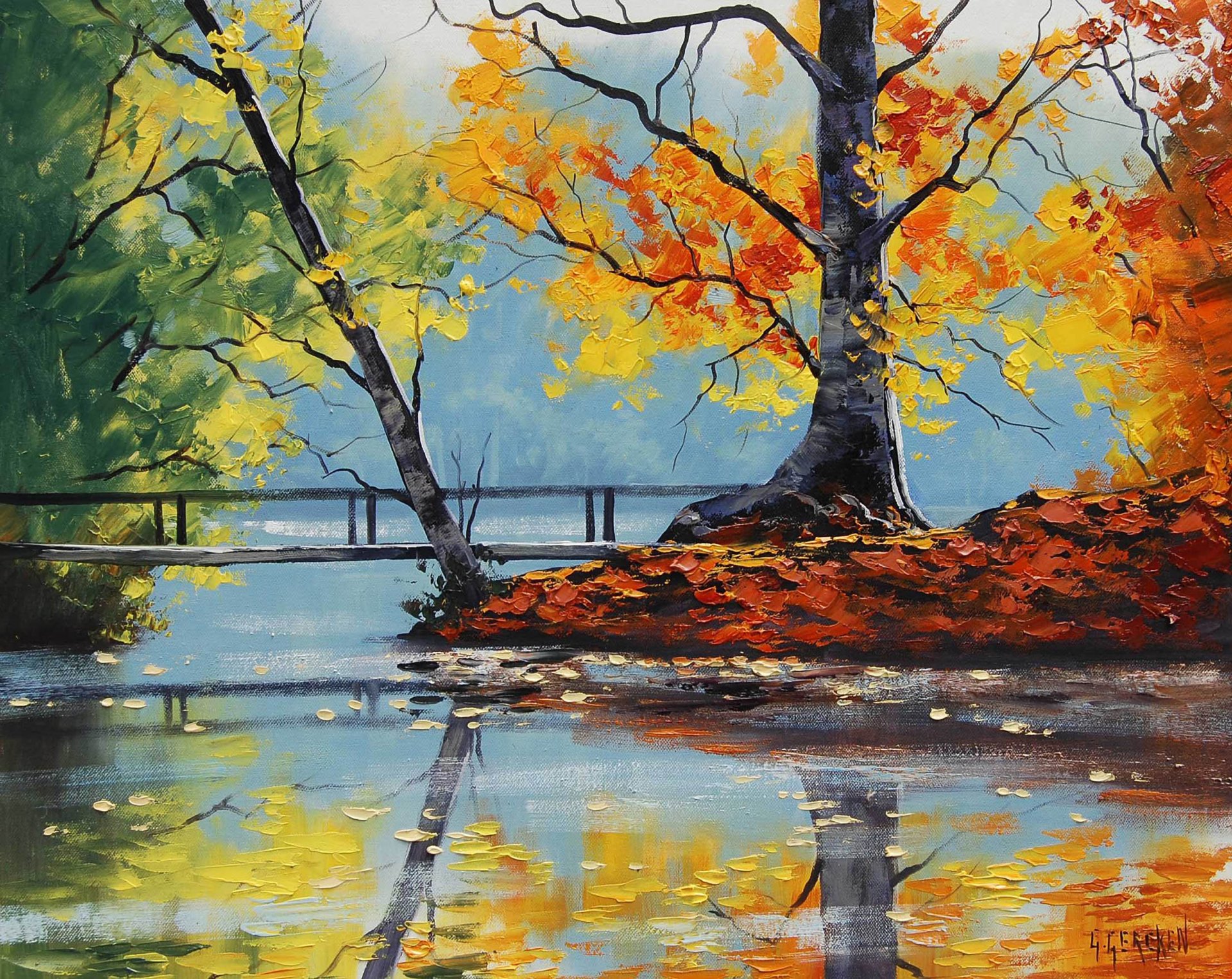 art picture artsaus autumn lake