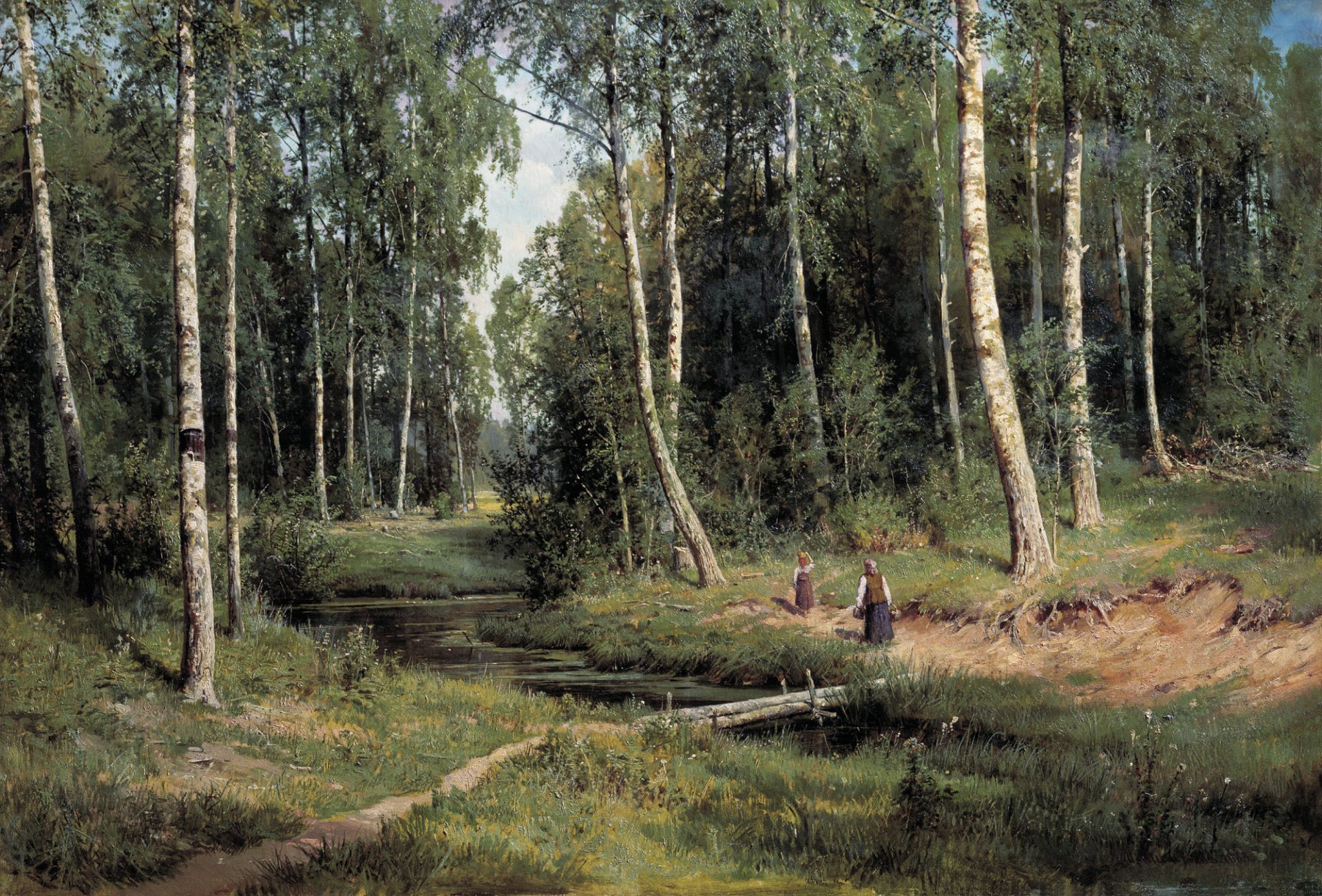 shishkin ruscello in betulla foresta immagine