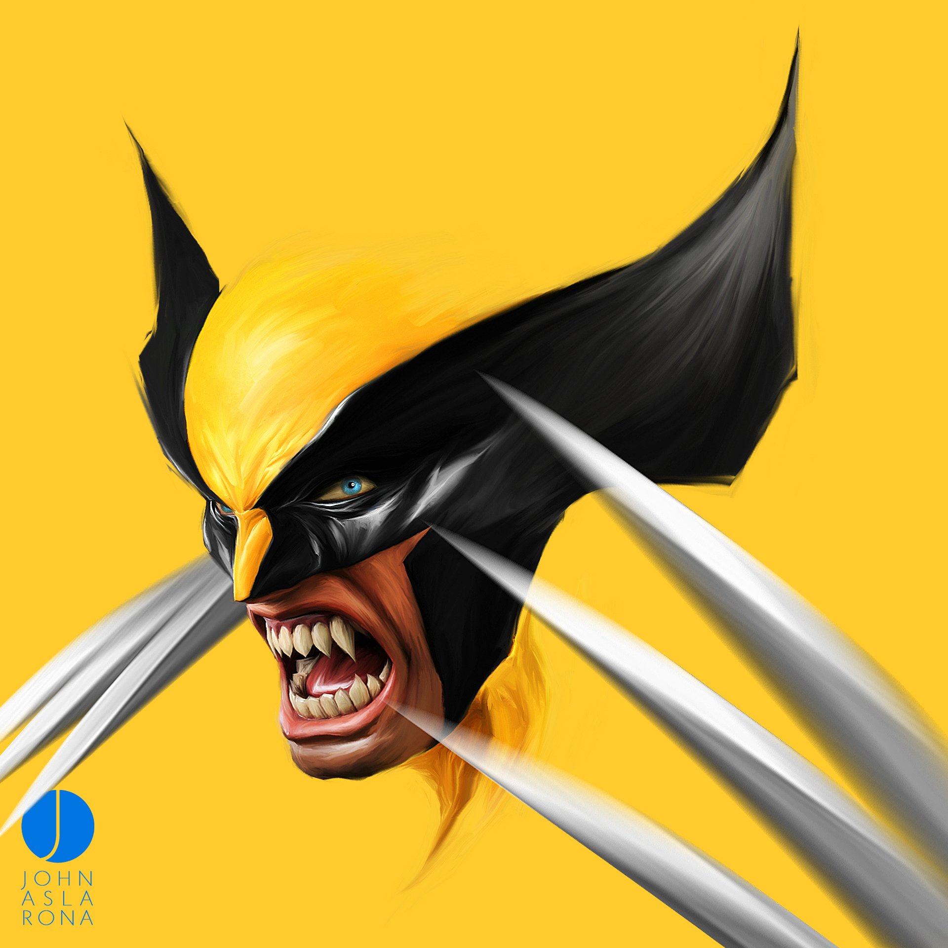 arte wolverine logan arte disegno giallo marvel fumetti x-men x-men artigli male zanne