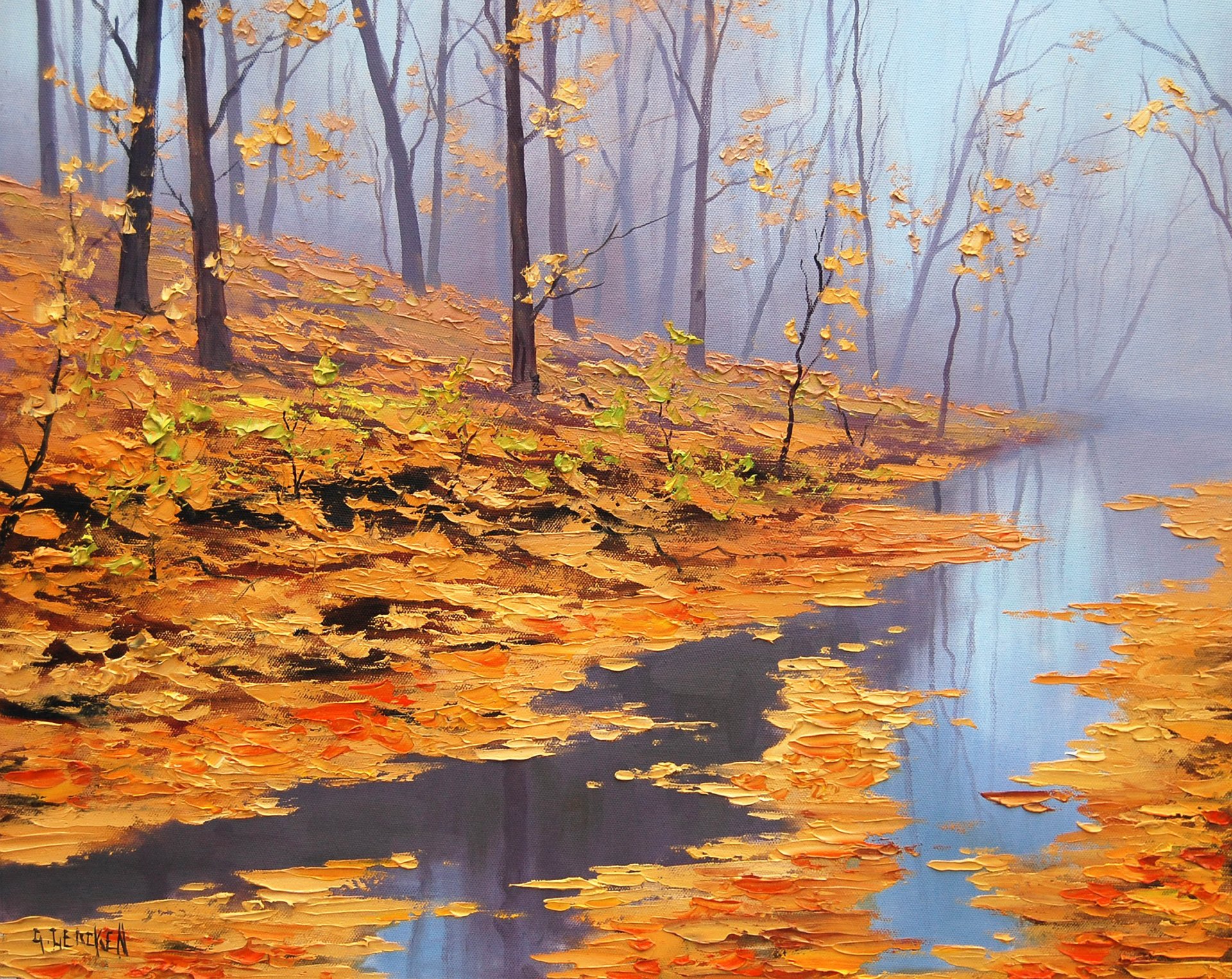 art artsaus nature autumn leaves tree river