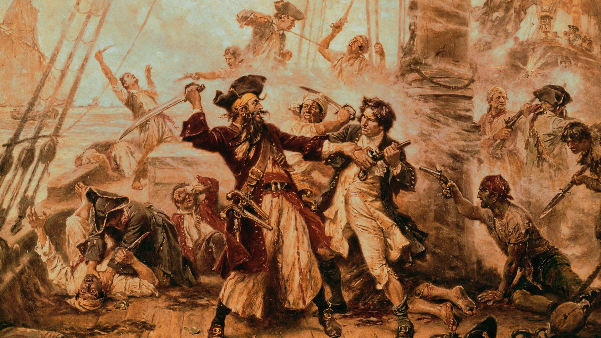 piratas batalla barcos