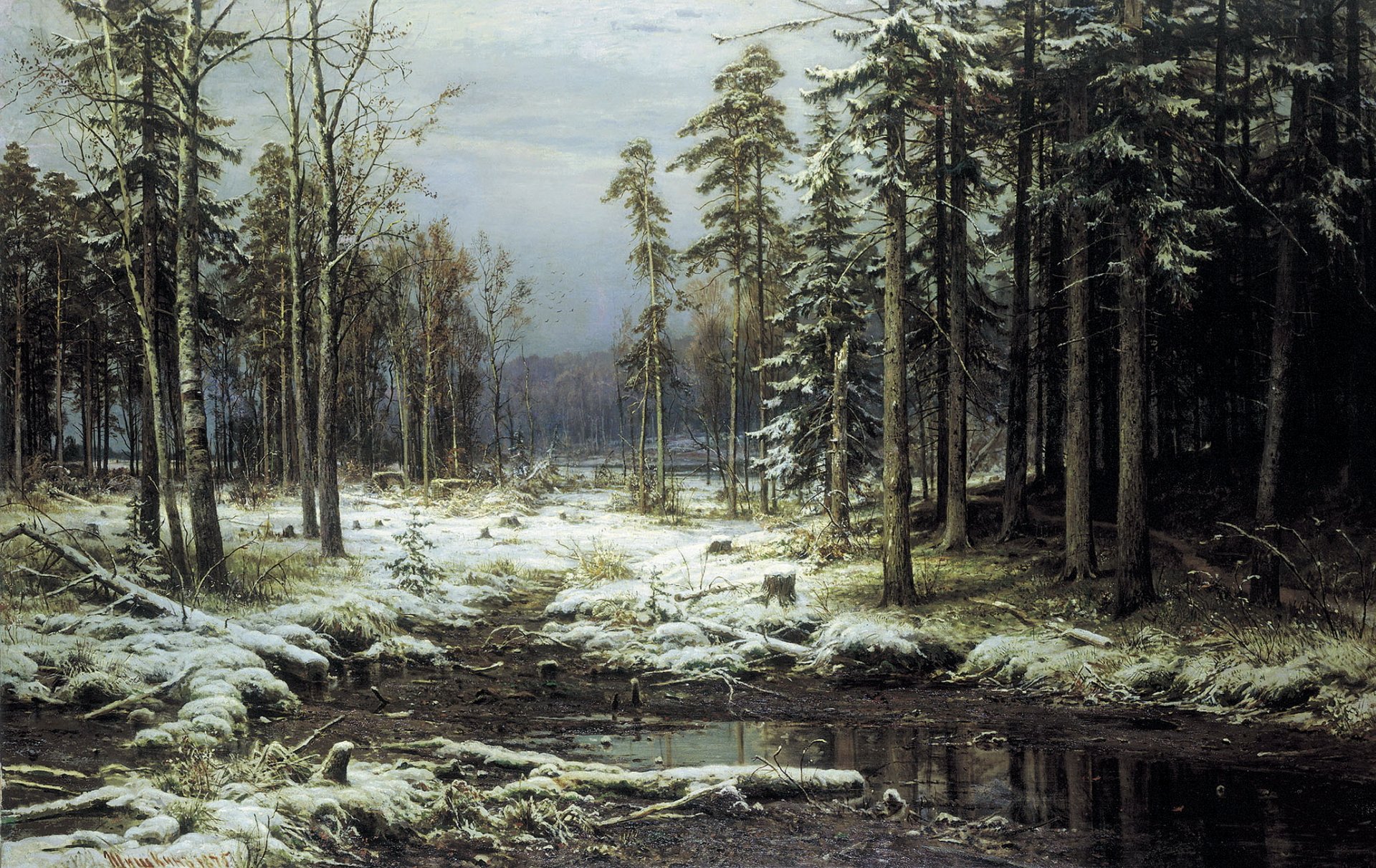 shishkin la première neige peinture