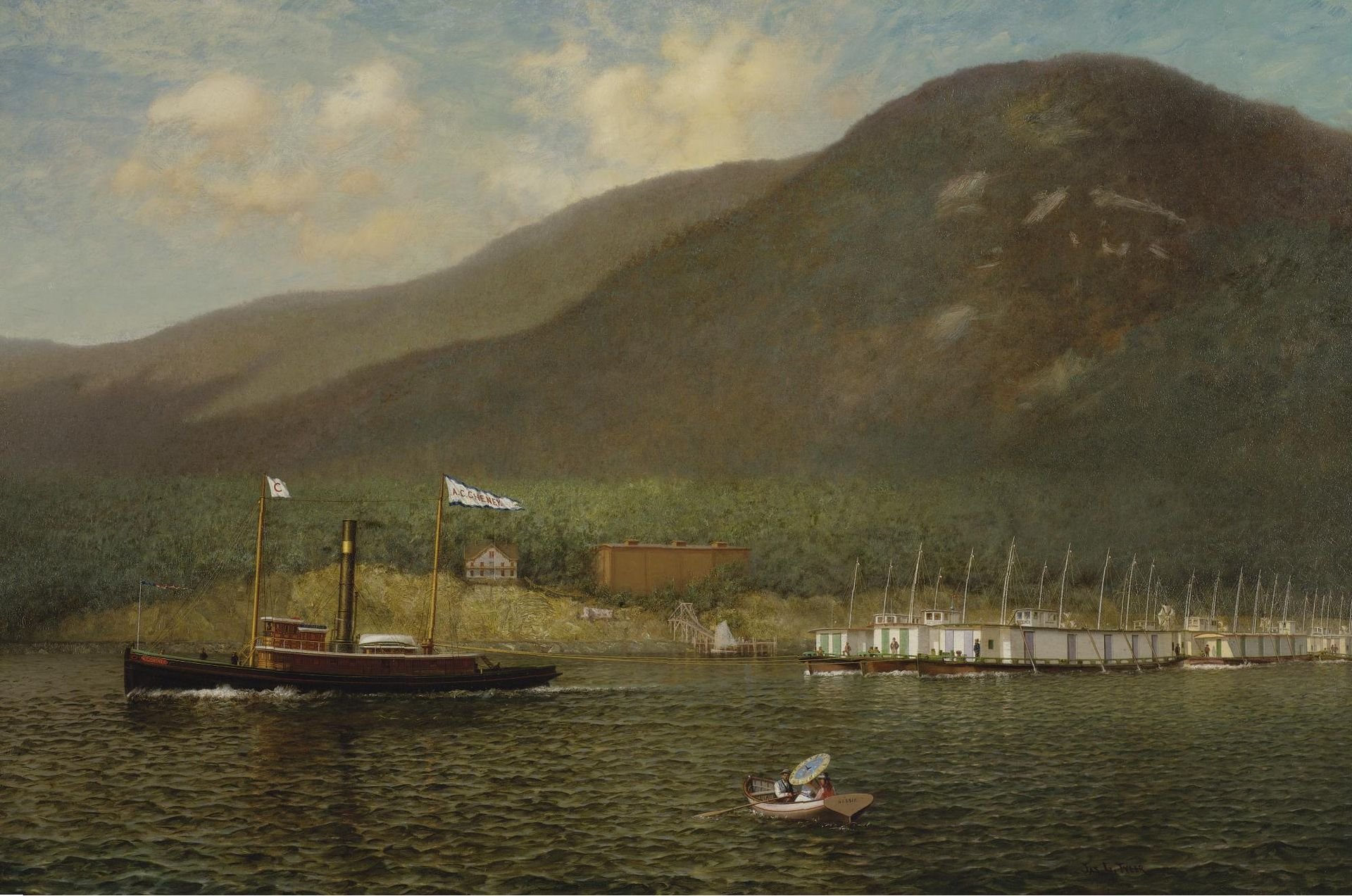 james gale tyler navire remorqueur bateau rivière montagnes peinture