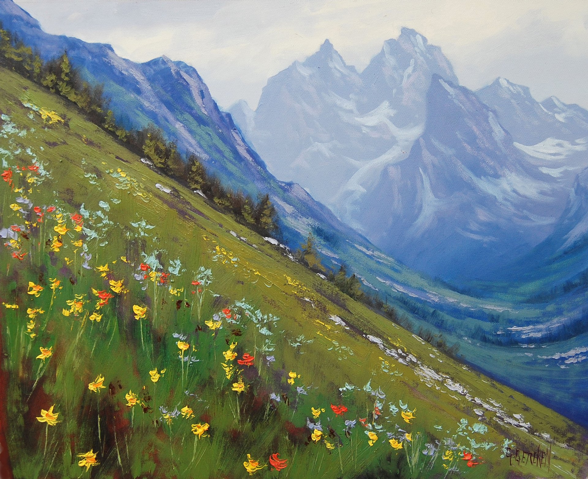 kunst zeichnung artsaus frühling in den rocky mountains