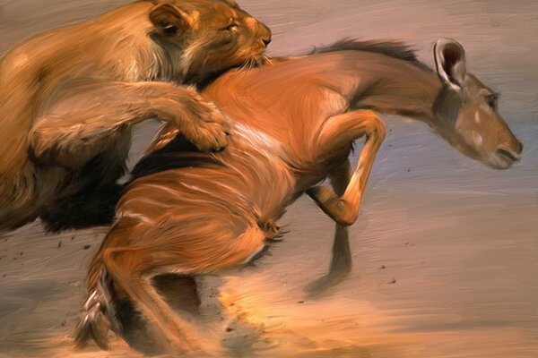 Art drawing animal fight