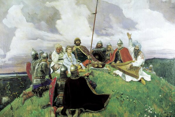 Peinture de Vasnetsov, guerriers russes, héros
