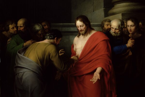 Peinture Jésus ressuscité et les apôtres
