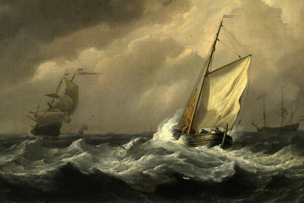 Relitto di una nave a vela in una tempesta