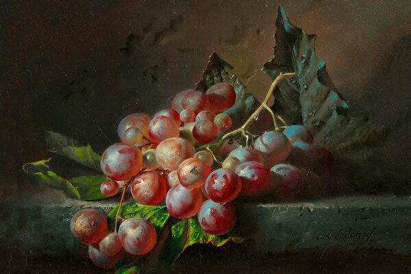 Pintura de Alexei Antonov uvas 