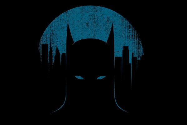 La silueta de Batman en la Luna y Gotham