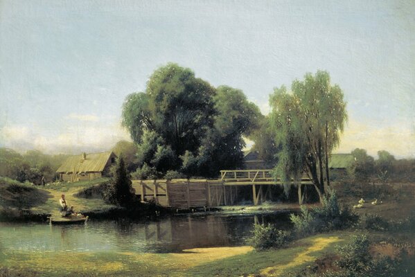 Painting dam with trees Kamenev