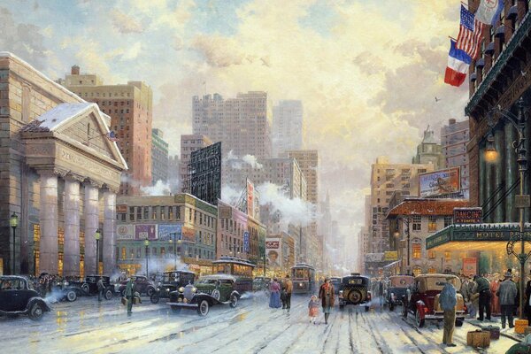 New York 1932 neve sulla Seventh Avenue