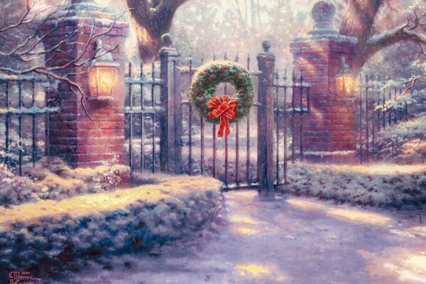 Christmas gate to the holiday