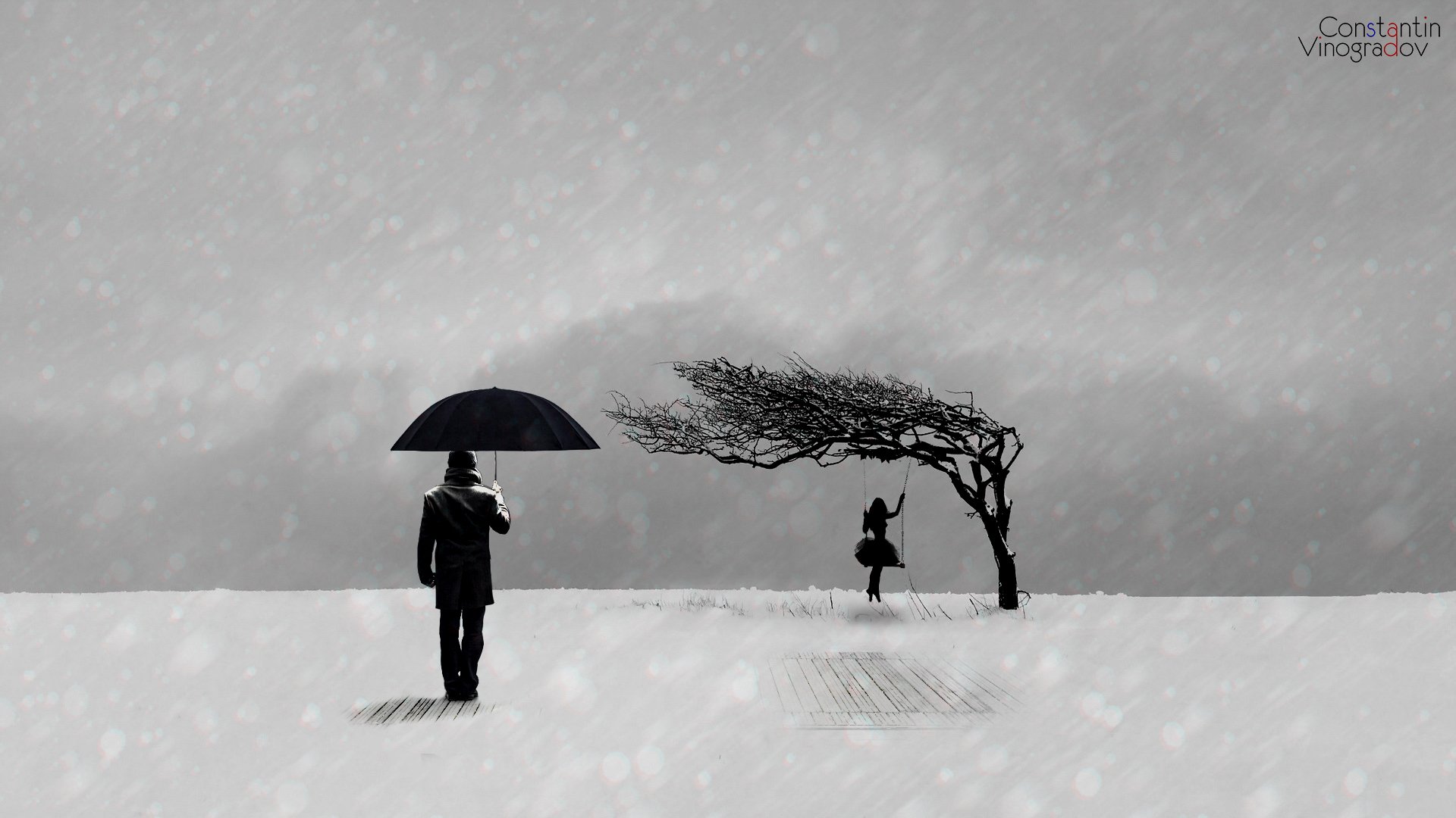 minimalism mood winter sadness girl guy black and white