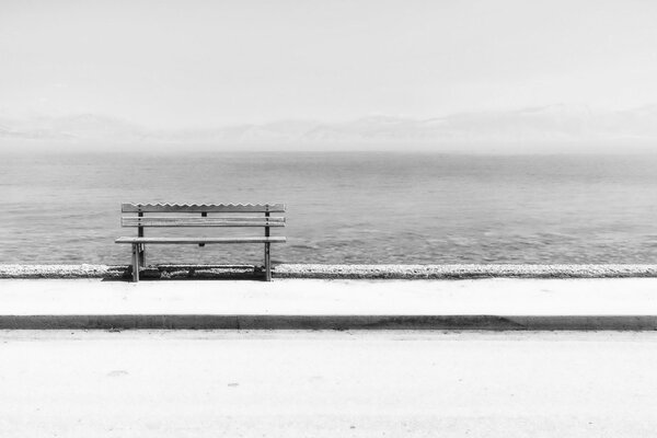 Bench light sea background