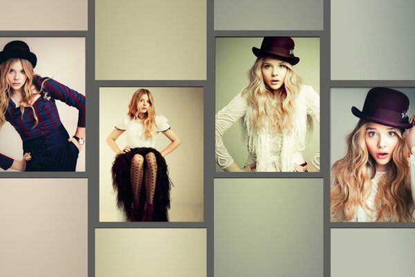 Collage with photos of Chloe Moretz in the image