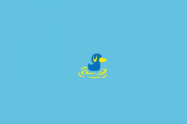 Blue duckling on a blue background