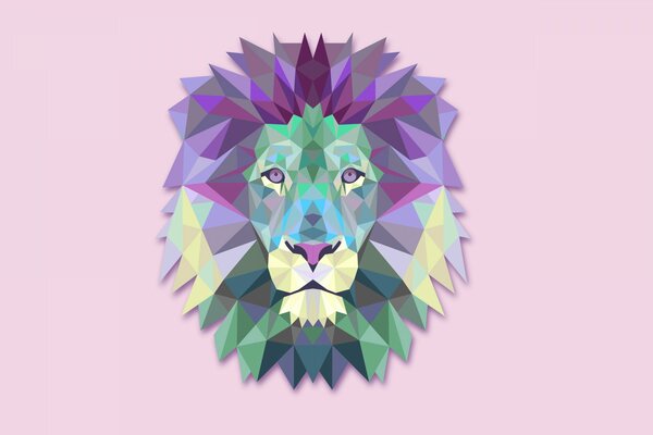 Lion abstrait minimalisme fond clair