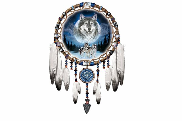 Loups de nuit sur le cercle dreamcatcher