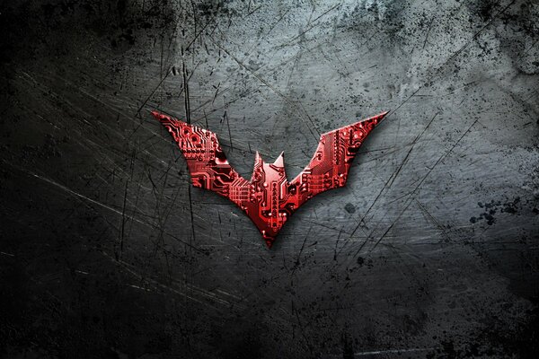 Logo Batman rosso su sfondo nero